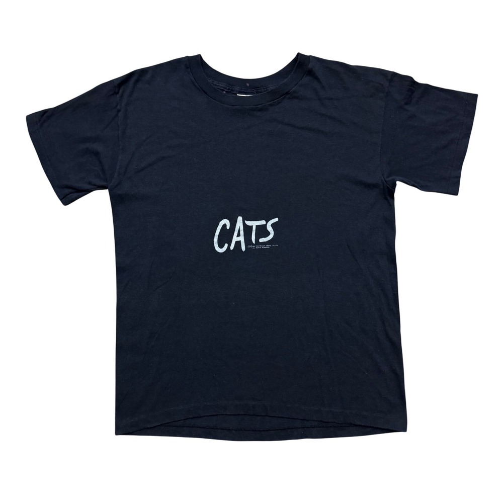 Vintage 1981 Cats The Musical Broadway T-Shirt Black Graphic 80s Tee M